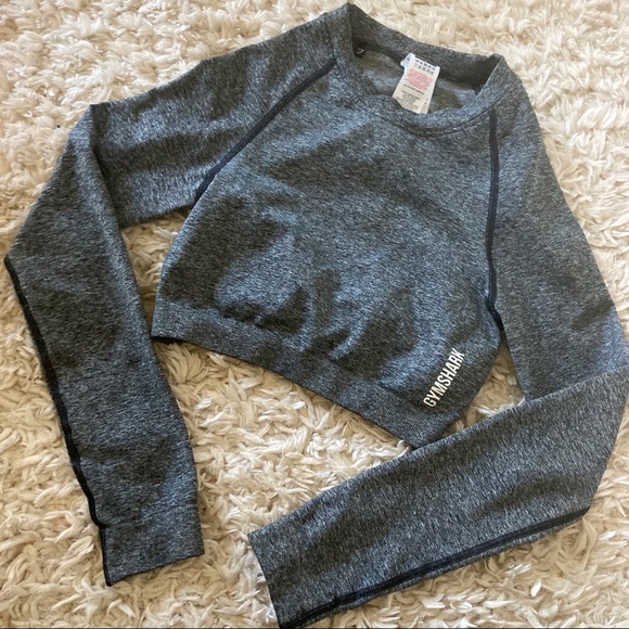 Gymshark Tops - GYMSHARK Adapt Marled Long Sleeve Crop Top Sz S